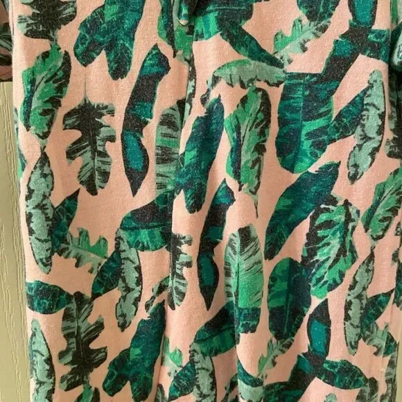 Egg by Susan Lazar Girls Pink Green Leaves Footed Zipper Sleeper Size 6 Months - Picture 7 of 8